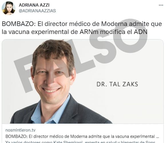 Tuit falso hecho por Adriana Azzi
