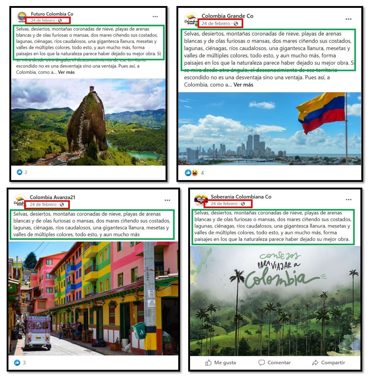 Ejemplos de textos de páginas que hacen campaña sucia en Colombia