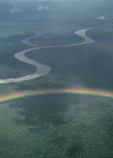 El río Pirá Paraná desde el aire. La selva a su alrededor captura toneladas de CO2 cada año, lo que le permite a la comunidad beneficiarse de la emisión de bonos de carbono. Fotografía cortesía de Diego Samper / Libro Makuna, portrait of an Amerindian people.