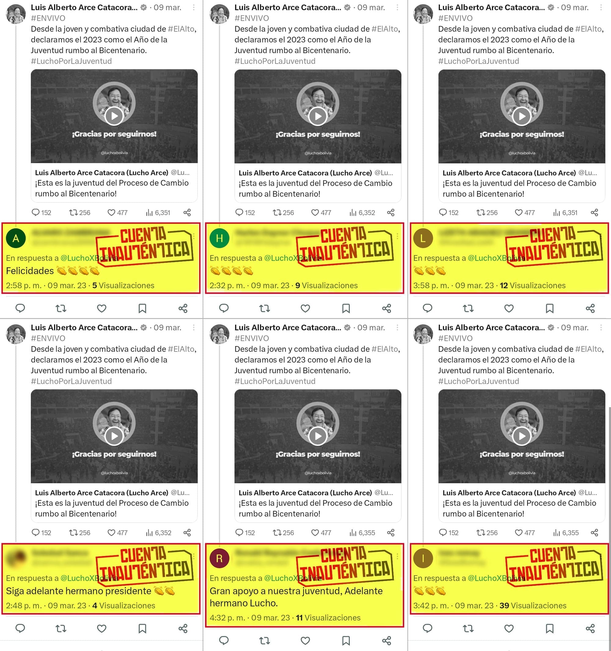 Ejemplos de respuestas favorables a Luis Arce en Bolivia.