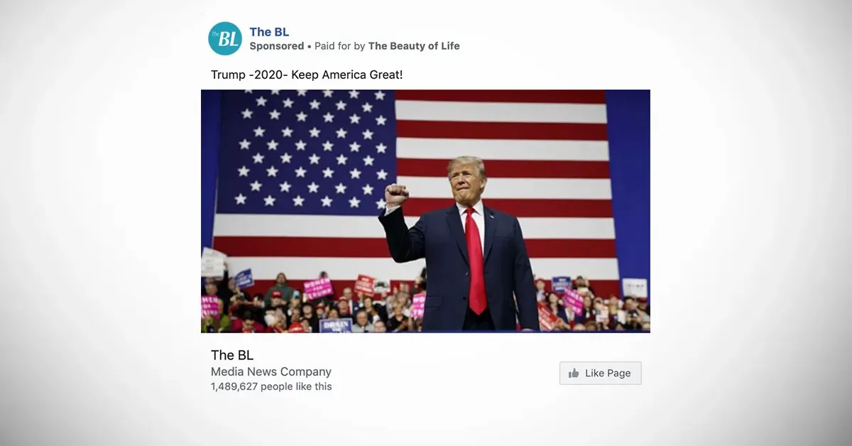 Post de TheBL ensalzando a Trump en Meta