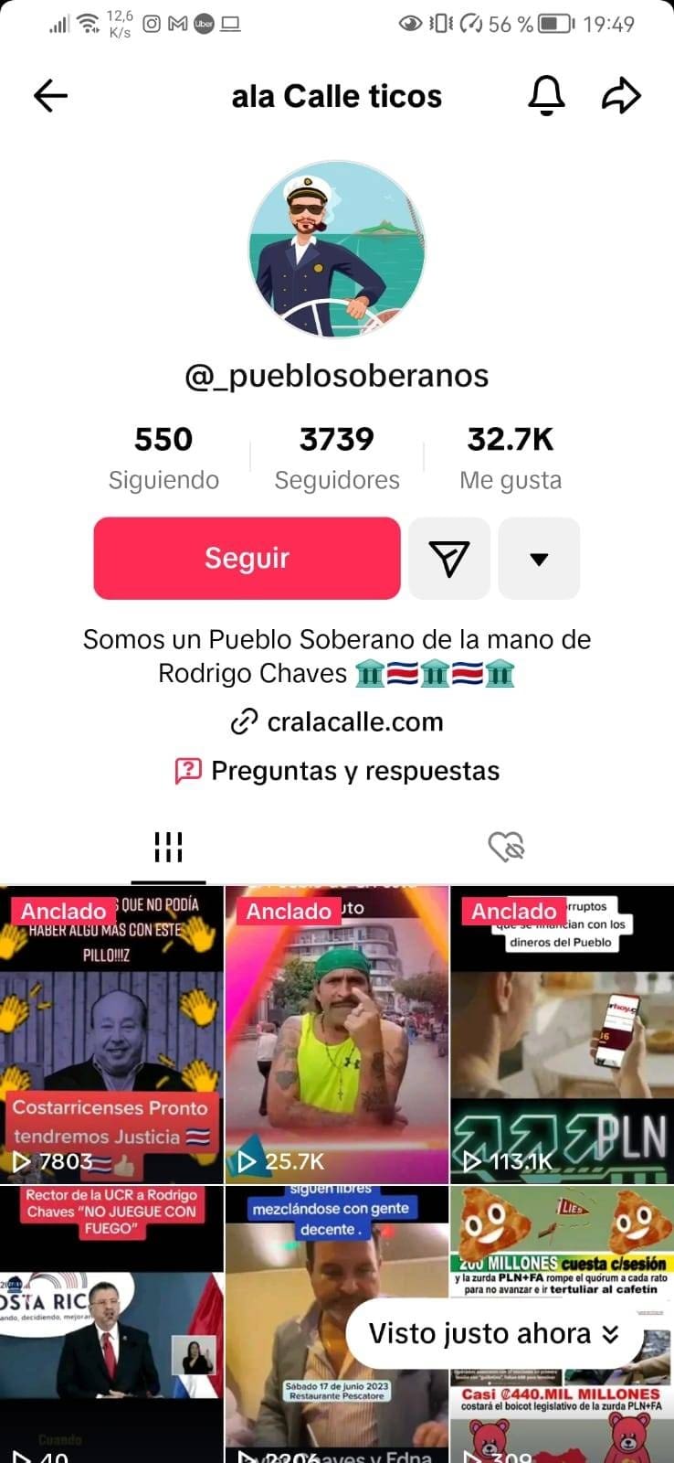 Cuenta en TikTok '_puebloosberanos', que difundió videos contra el empresario Baruch incluido el señalado por Piero Calandrelli.