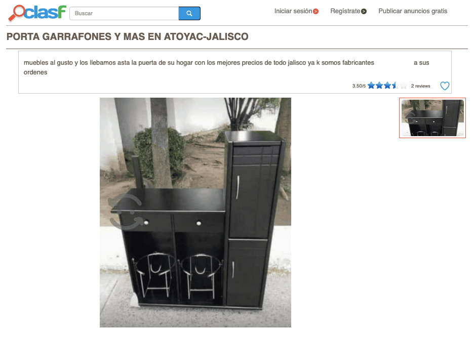 Aviso clasificado que comparte un número de teléfono que también publicita viajes para migrantes.