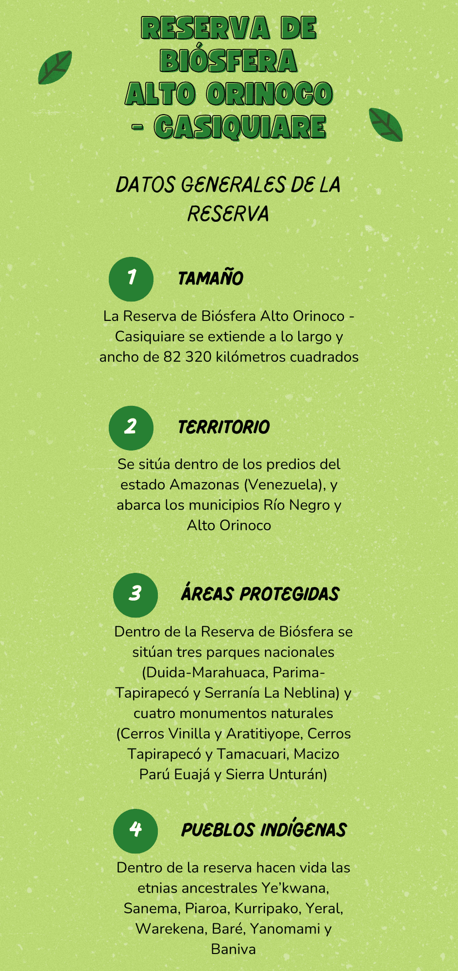 Infografía con datos generales sobre la Reserva de Biósfera Alto Orinoco-Casiquiare 12