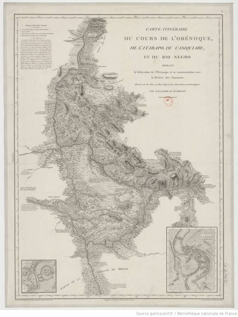 Mapa de Humboldt sobre la ruta orinoquense que siguió en 1800 15