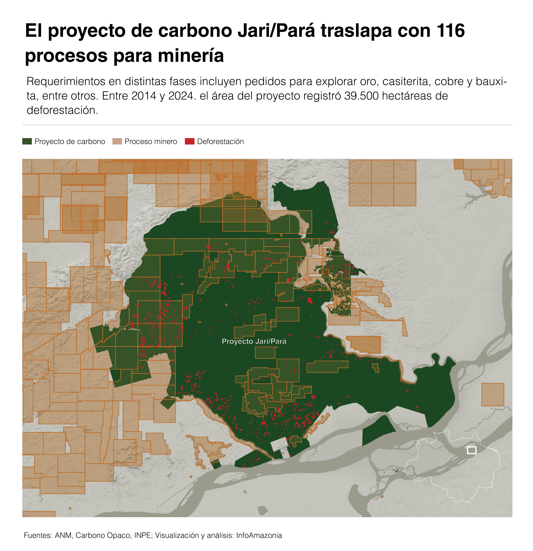 Un análisis muestra se han vendido al menos 40 millones de toneladas de carbono para compensar las emisiones de marcas como Ifood, Uber o Google: los proyectos que generan estos créditos se traslapan con áreas de concesión para minería, comprometiendo la compensación climática prometida.