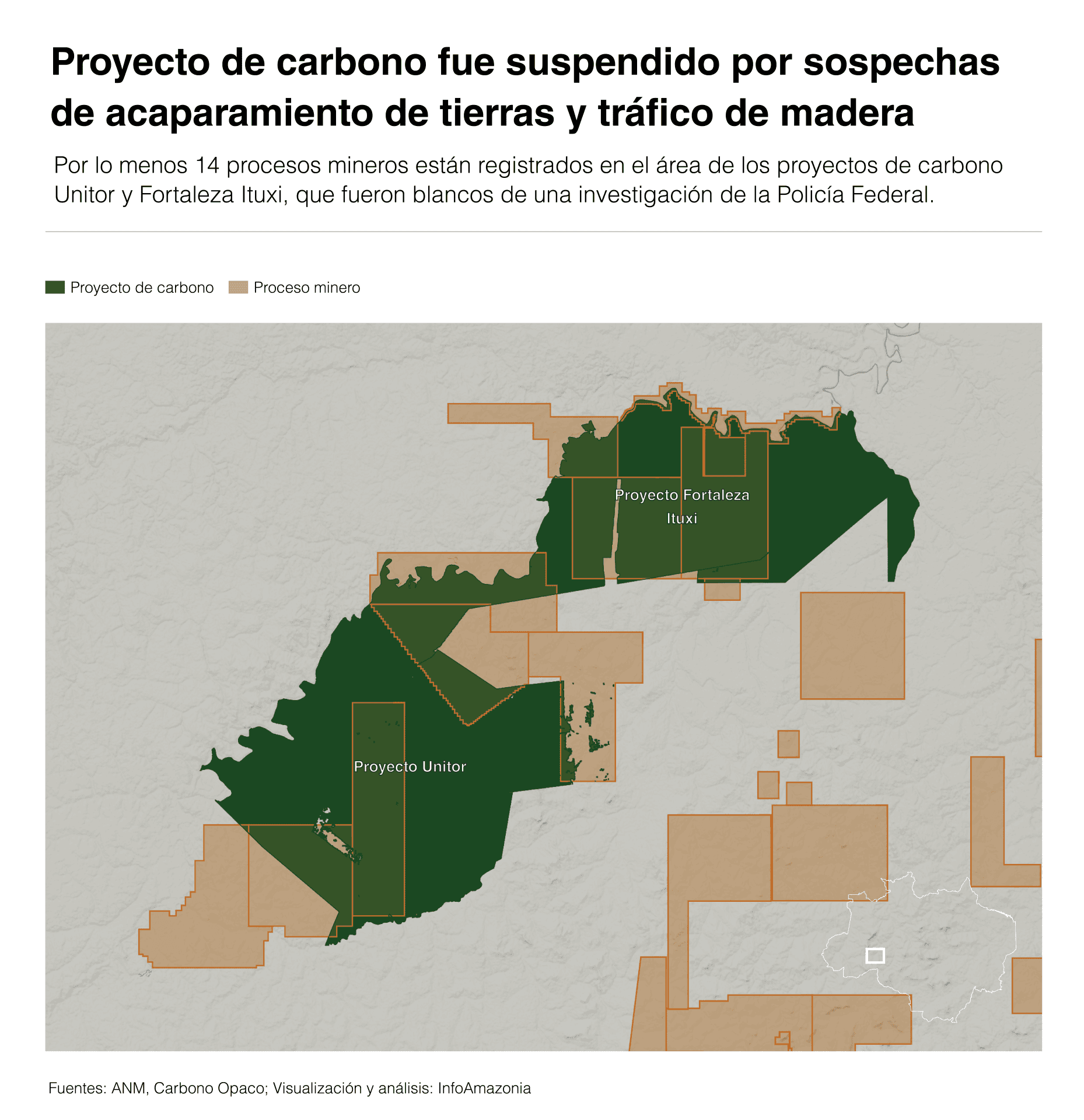 Un análisis muestra se han vendido al menos 40 millones de toneladas de carbono para compensar las emisiones de marcas como Ifood, Uber o Google: los proyectos que generan estos créditos se traslapan con áreas de concesión para minería, comprometiendo la compensación climática prometida.