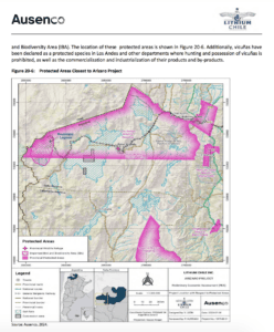 Mapa del informe técnico del proyecto Arizaro de la empresa canadiense Lithium Chile